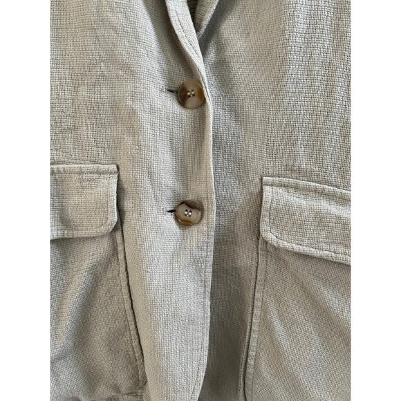 Madewell Breezewoven Gray Basketweave Button Linen Blend Blazer Jacket sz Small - Picture 3 of 15